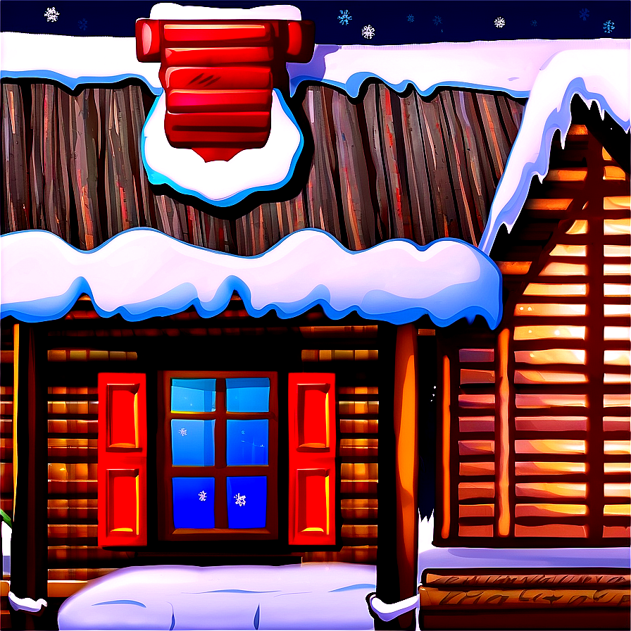 Cabin With Christmas Decorations Png Eku41 PNG