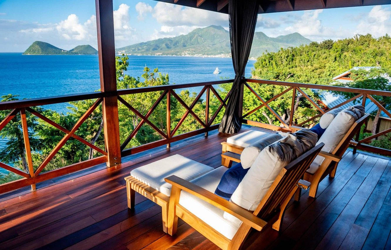 Cabin With Dominica Ocean View Wallpaper