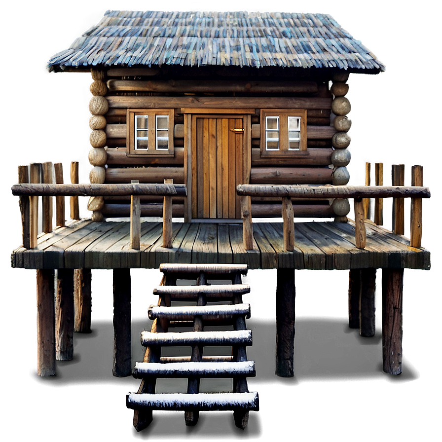 Cabin With Wooden Bridge Png 05242024 PNG