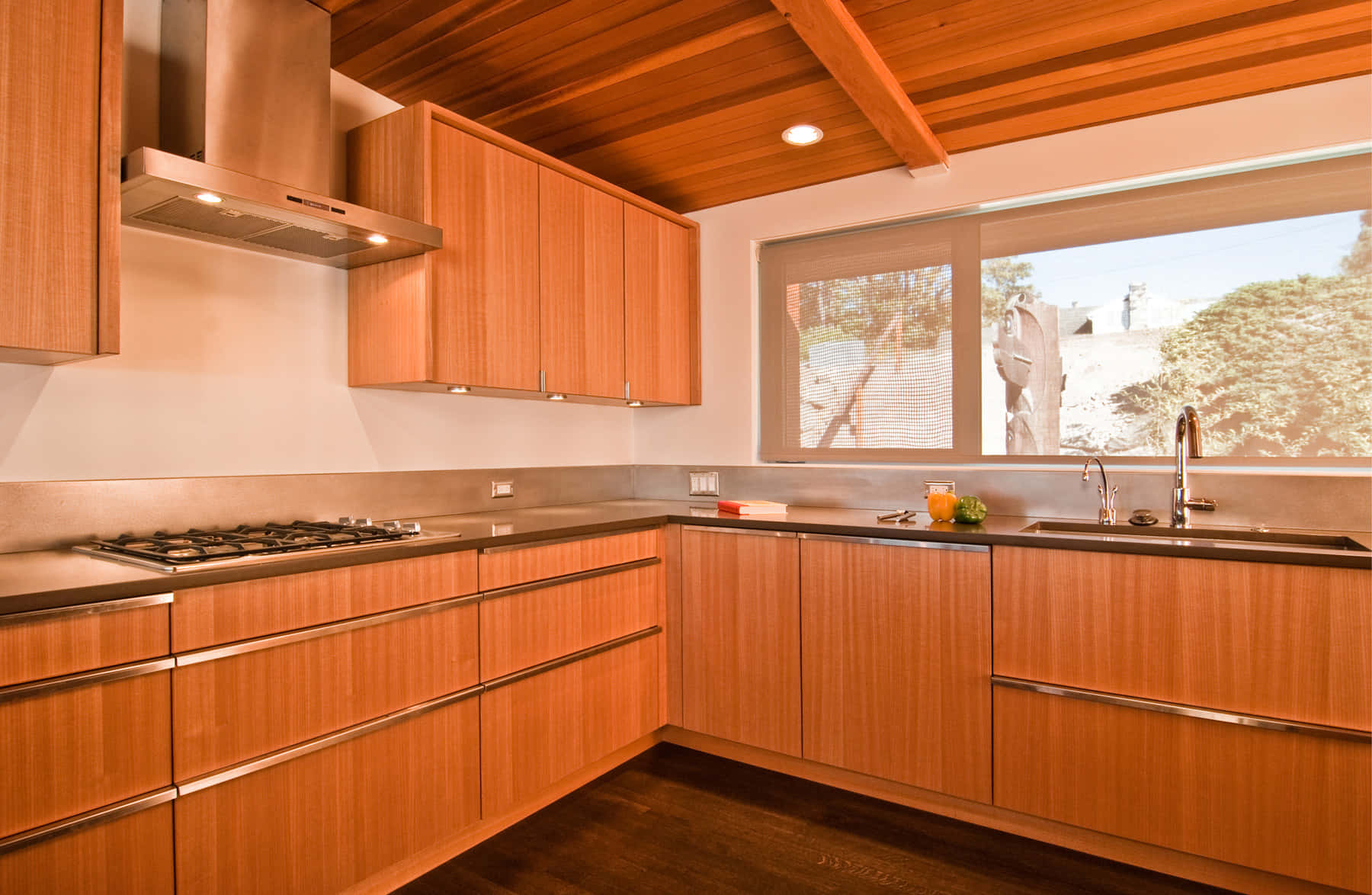 A Kitchen With Wooden Cabinets