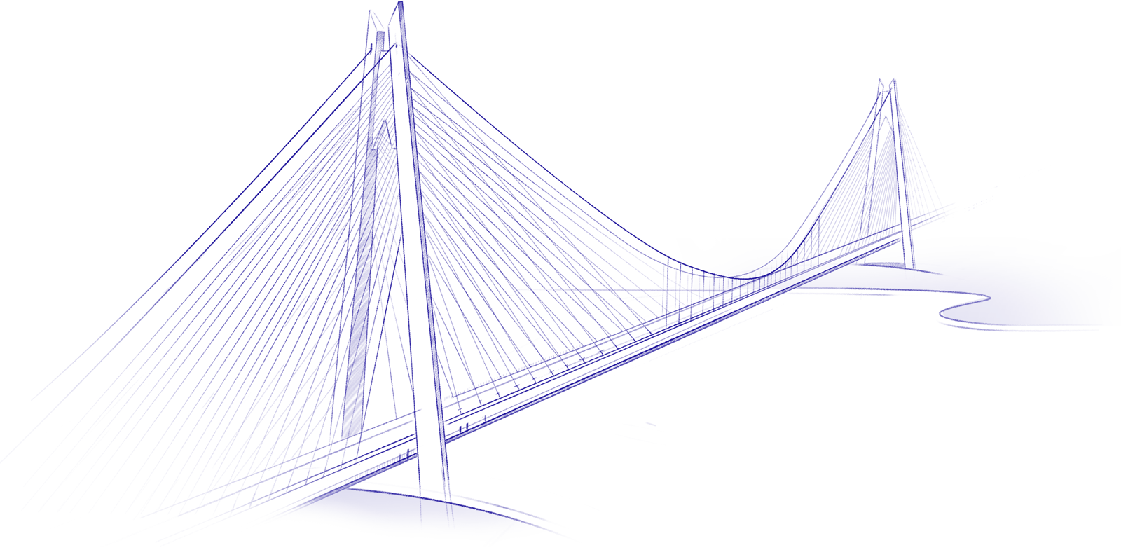 Cable Stayed Bridge Sketch PNG
