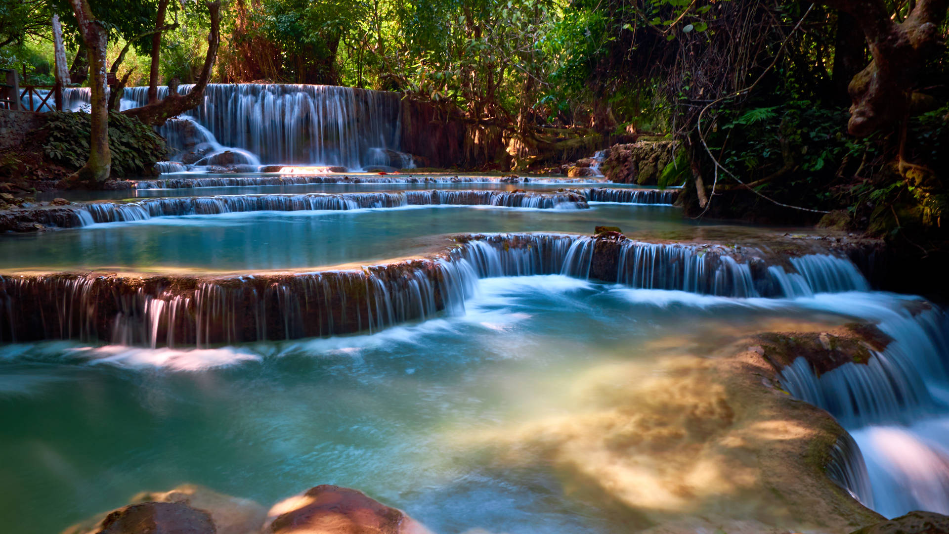Cachoeiras Kuang Si Do Laos Papel de Parede