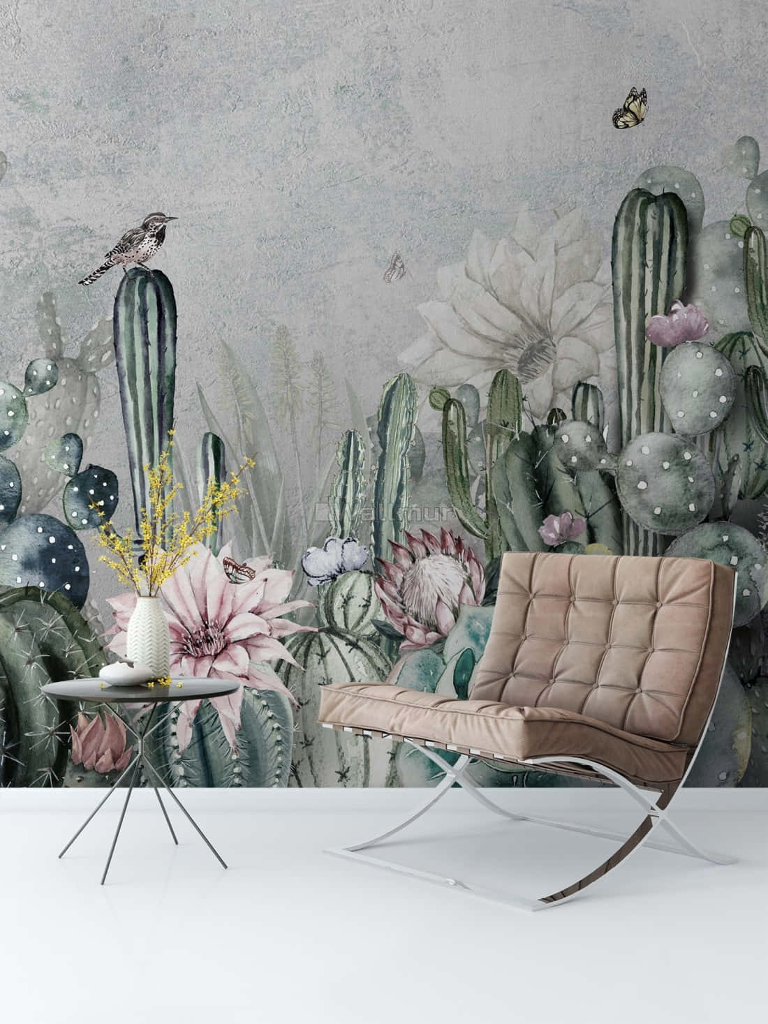 Cactus Flower With Bird Wallpaper