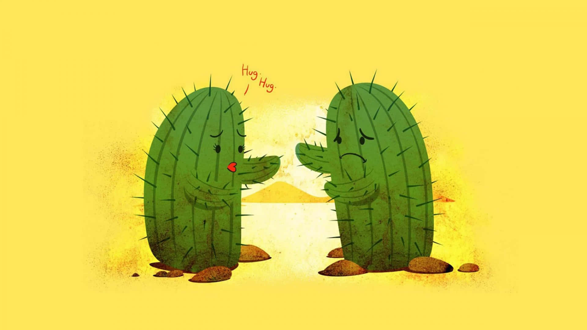 Cactus Hug Dilemma Wallpaper