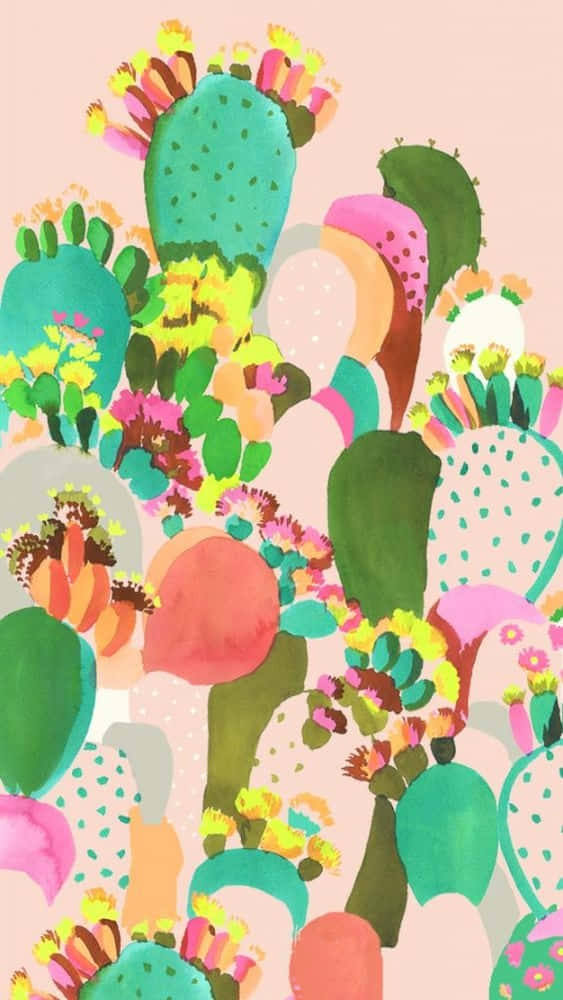 Förskönadin Dag Med Detta Vackra Kaktusmönstrade Iphone-fodral! Wallpaper