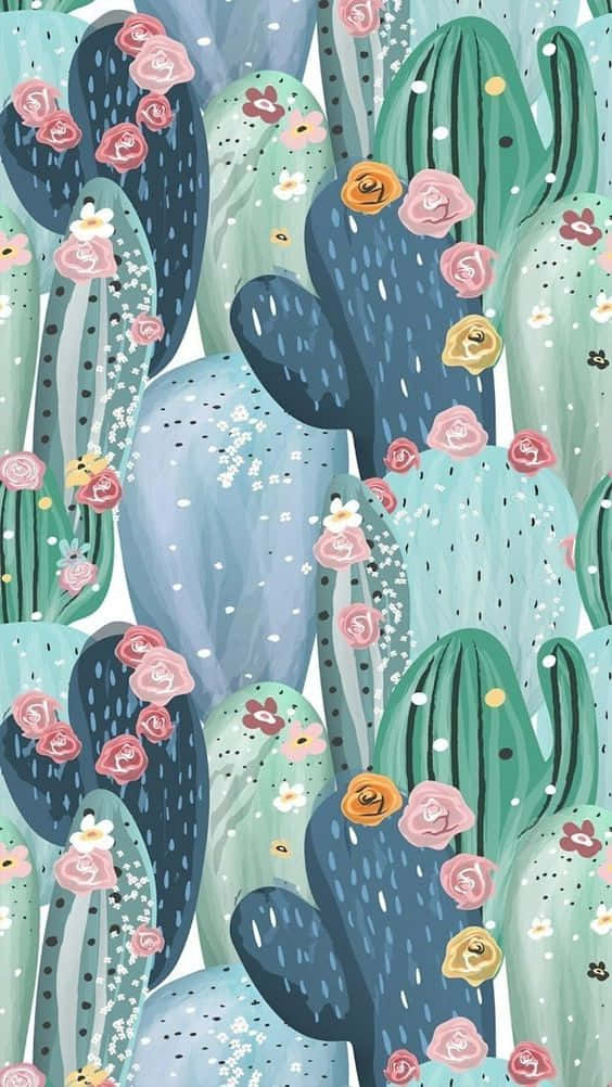 Machensie Sich Bereit Für Den Sommer Im Stil Mit Dem Kaktus Iphone Wallpaper