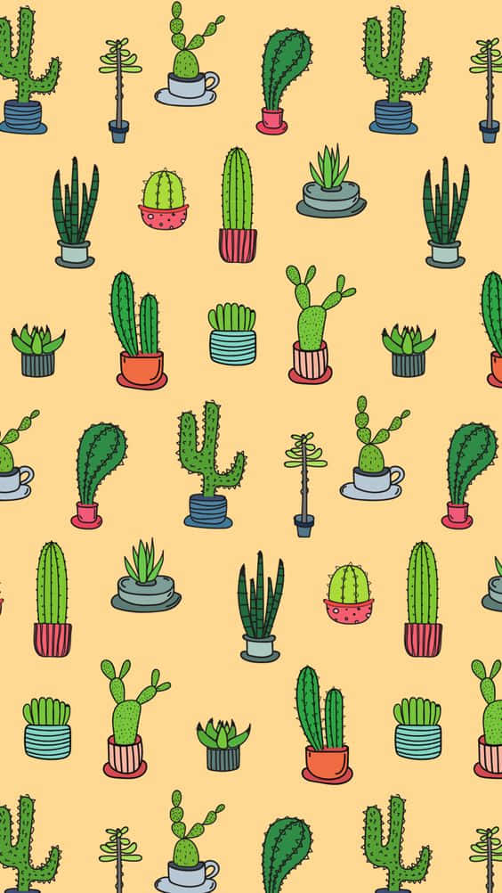 Få et stilfuldt telefoncover med kaktusprint. Wallpaper