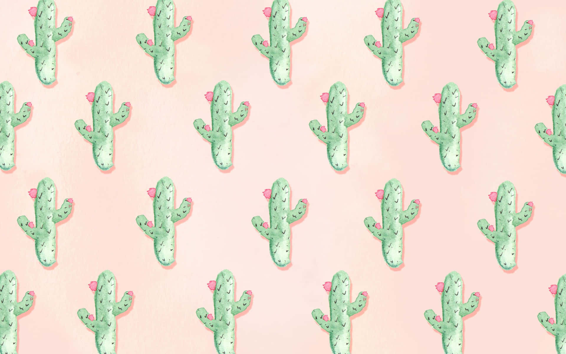 Cartoon Cactus Pastel Pink Pattern Picture
