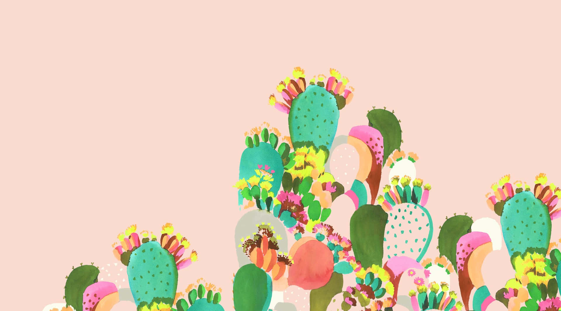 Imagende Arte De Cactus Estético En Colores De Primavera