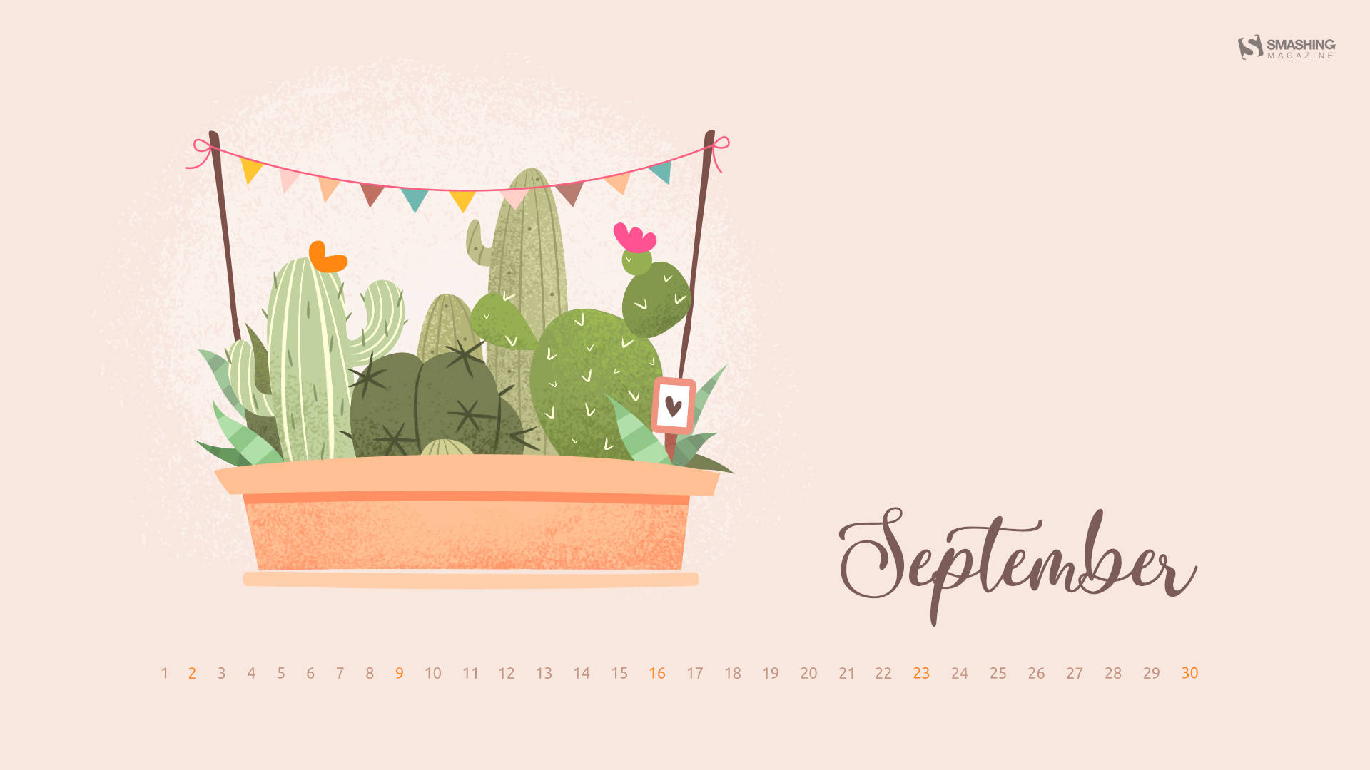 Cactus September Calendar