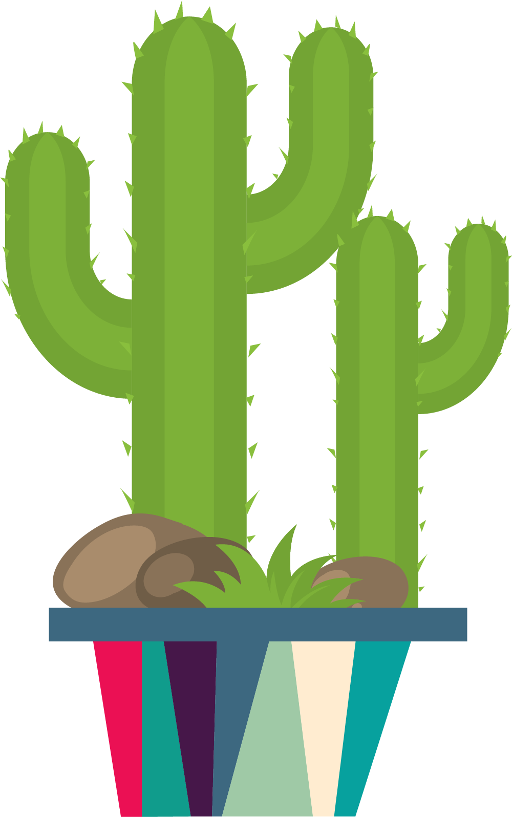 Download Cactusin Colorful Pot Vector | Wallpapers.com