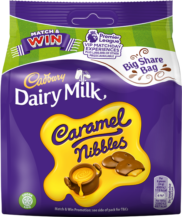 Cadbury Dairy Milk Caramel Nibbles Packaging PNG