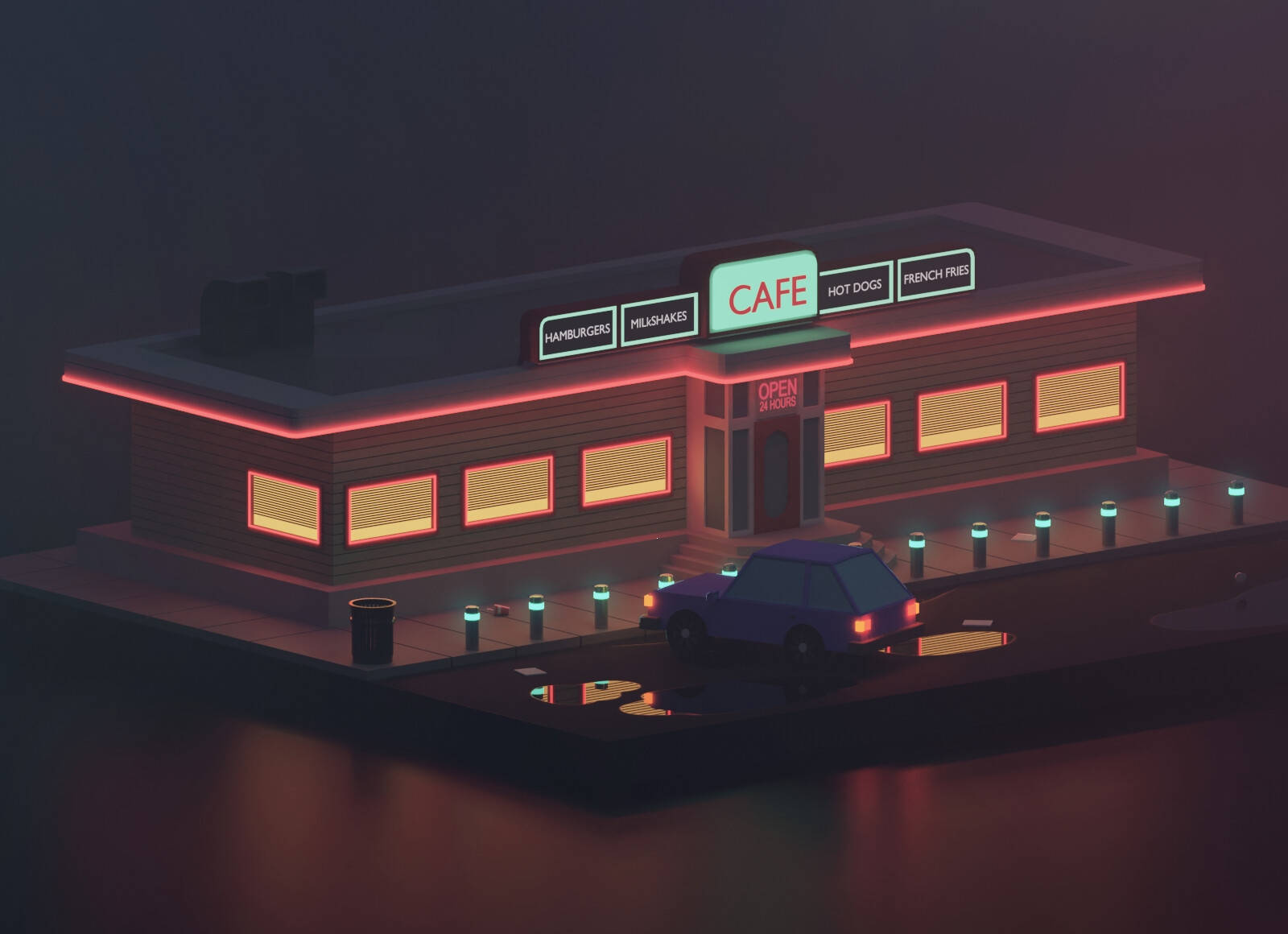 Cafe 3d Digital Art Wallpaper