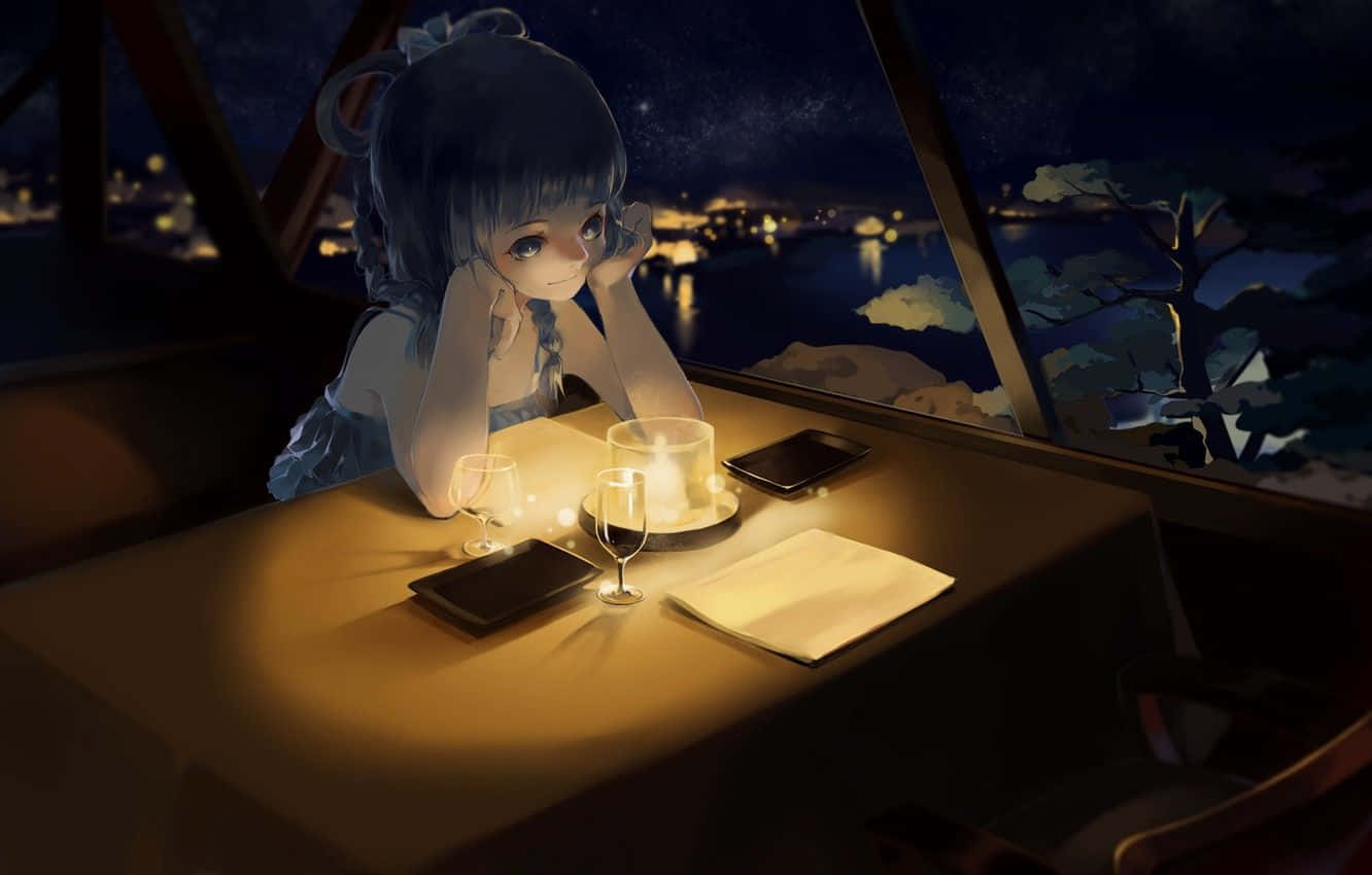 Enautentisk Café-anime-upplevelse. Wallpaper