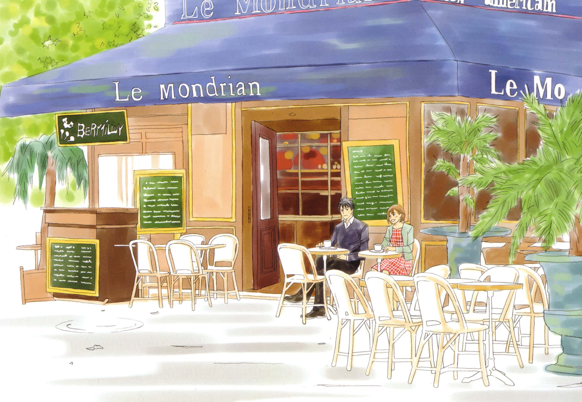 "Welcome to Cafe Anime, where dreams and flavor come alive!" Wallpaper