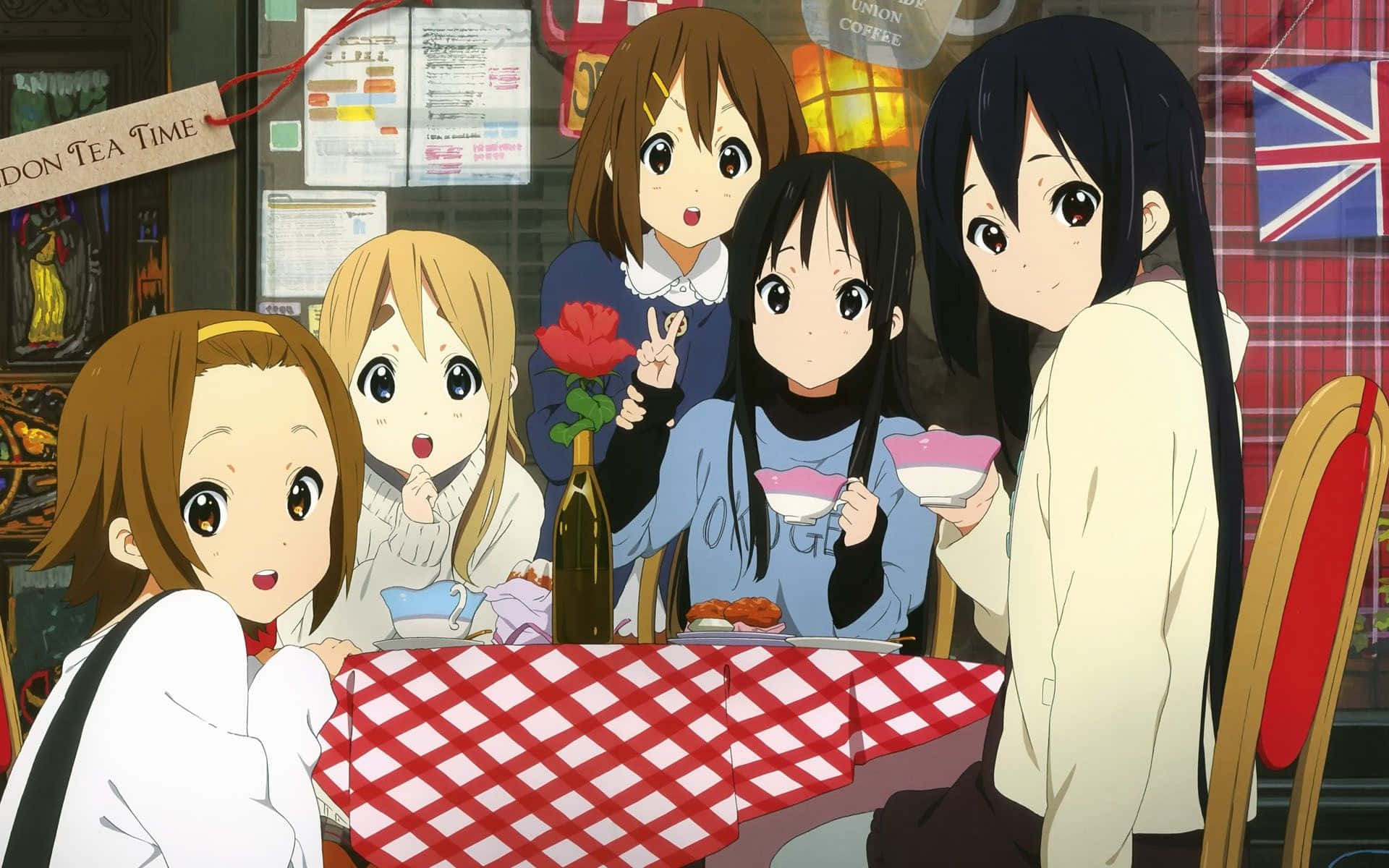 Nyd et lækkert måltid på Cafe Anime Wallpaper