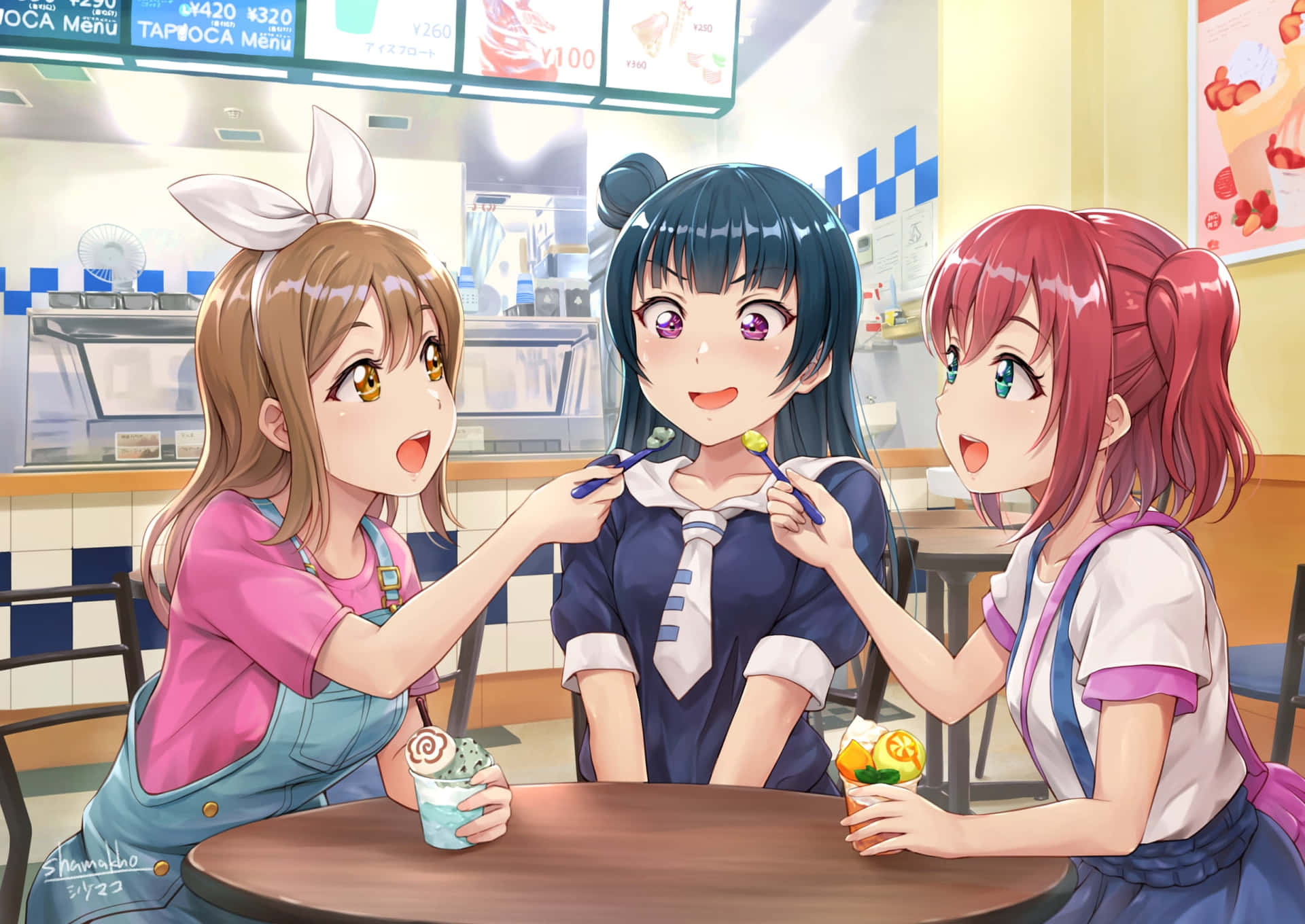 Unwind at the Cafe Anime Wallpaper