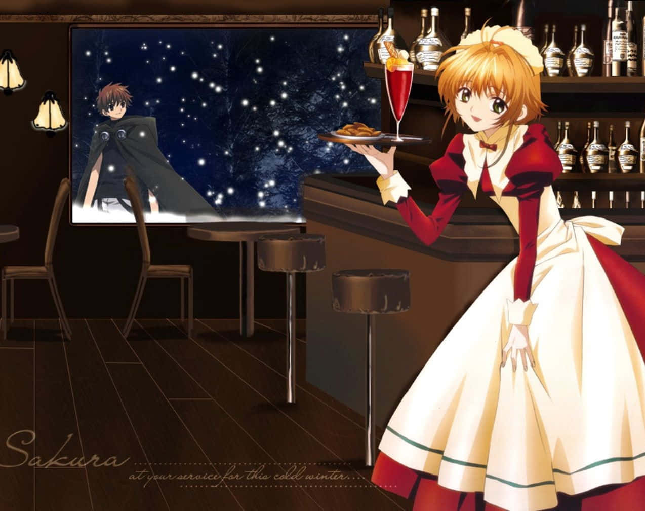 Nyd en energisk kop kaffe imens du nyder den beroligende udsigt fra ethvert Cafe Anime. Wallpaper