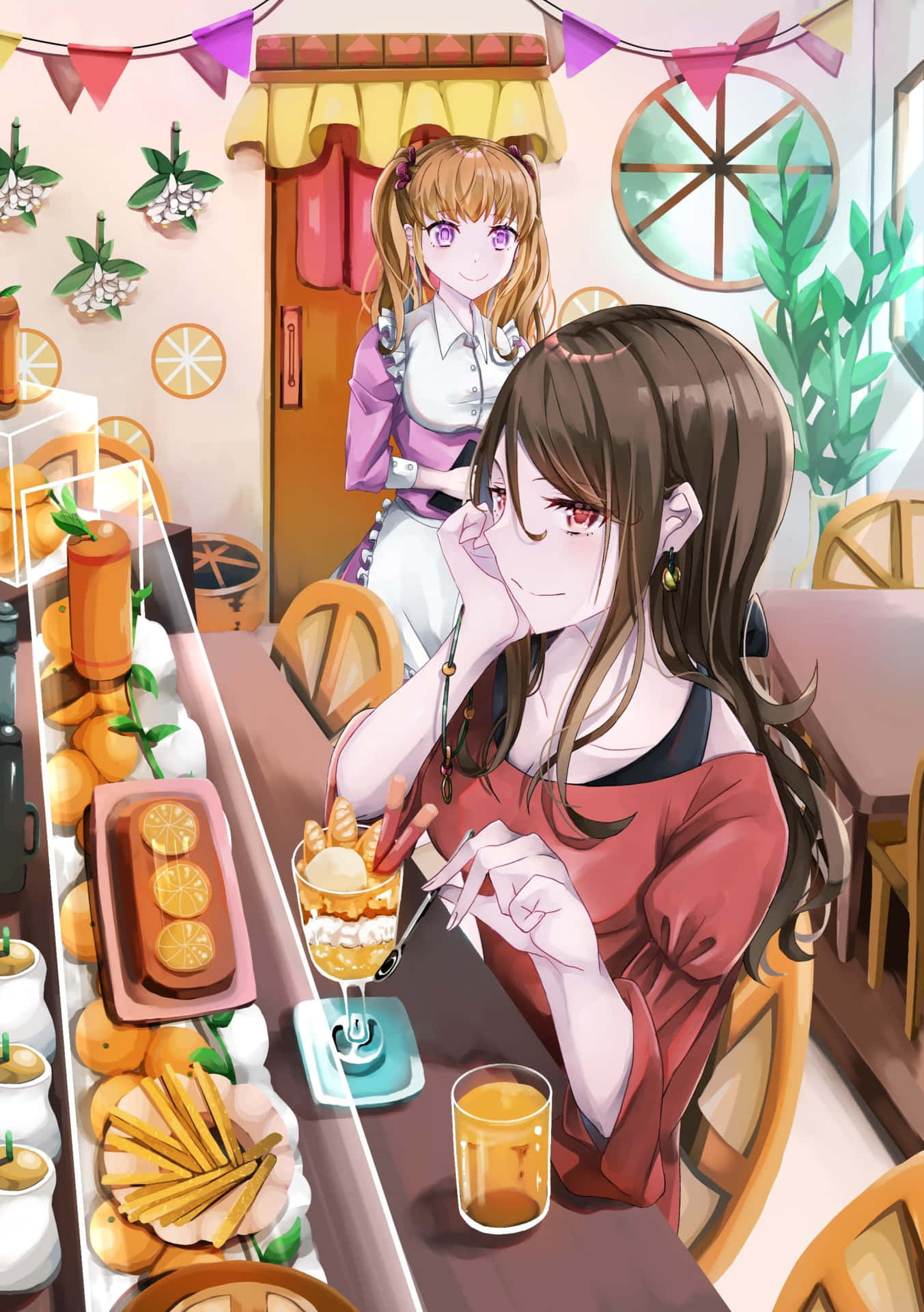 Relax and Unwind with a Hot Beverage at Cafe Anime Wallpaper