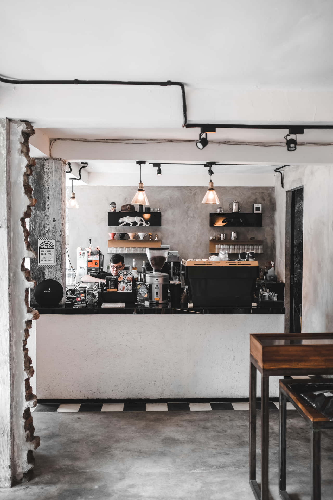 Small Cafe With White Theme Background