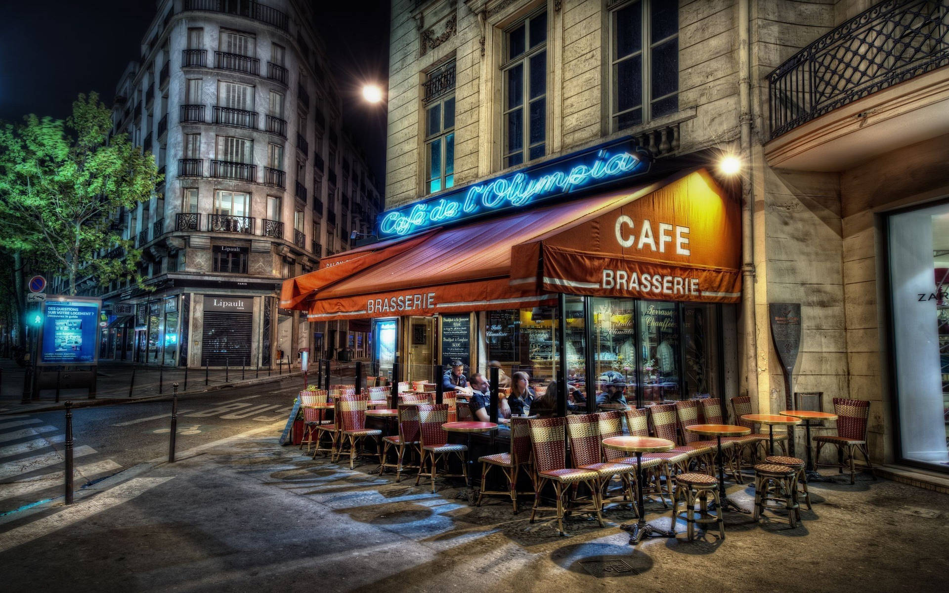 Cafe In France Sheesh Light Wallpaper