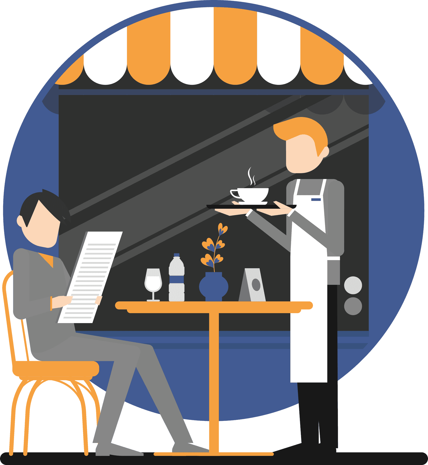 Cafe Service Vector Illustration PNG