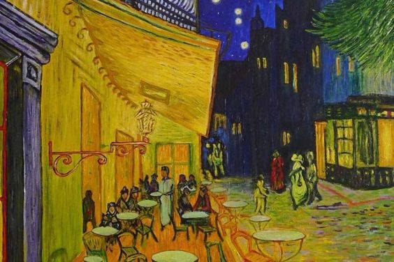Café Terrace At Night Famous Painting Background