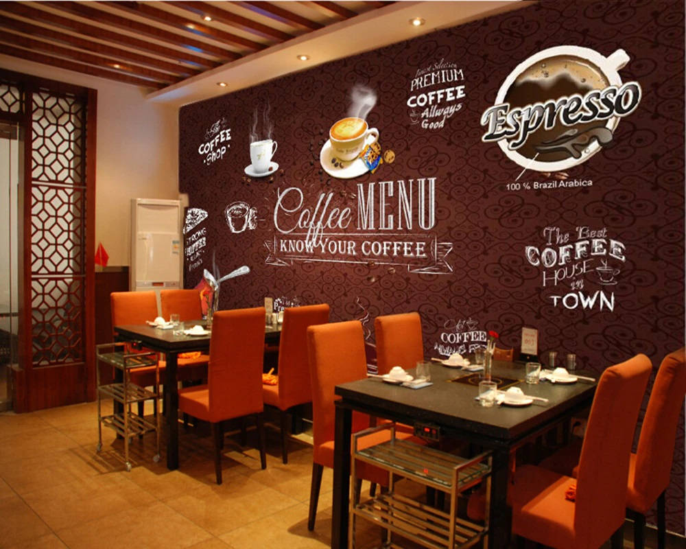 Cafe With Dark Brown-themed Interior Background