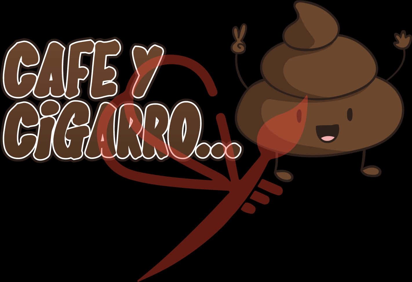 Cafey Cigarro Poop Character PNG