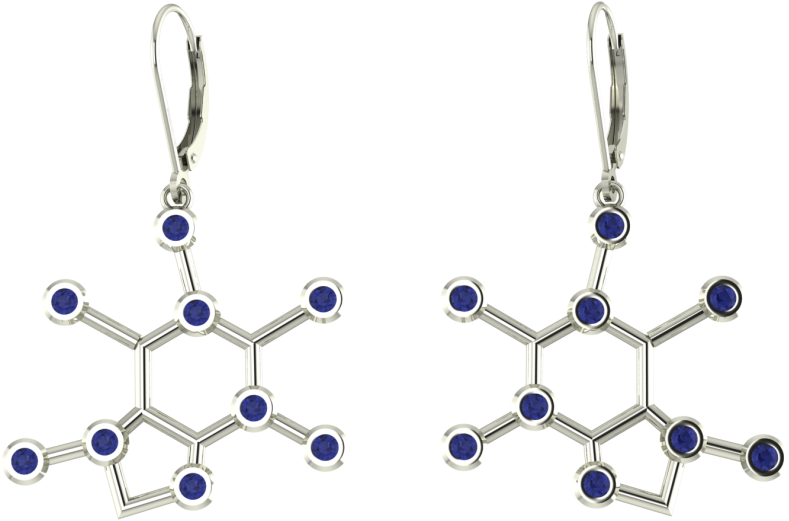 Caffeine Molecule Earrings PNG