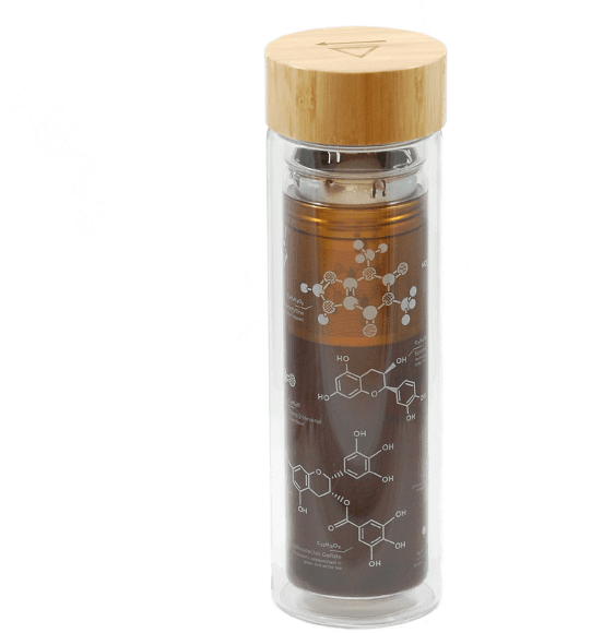 Caffeine Molecule Glass Water Bottle PNG