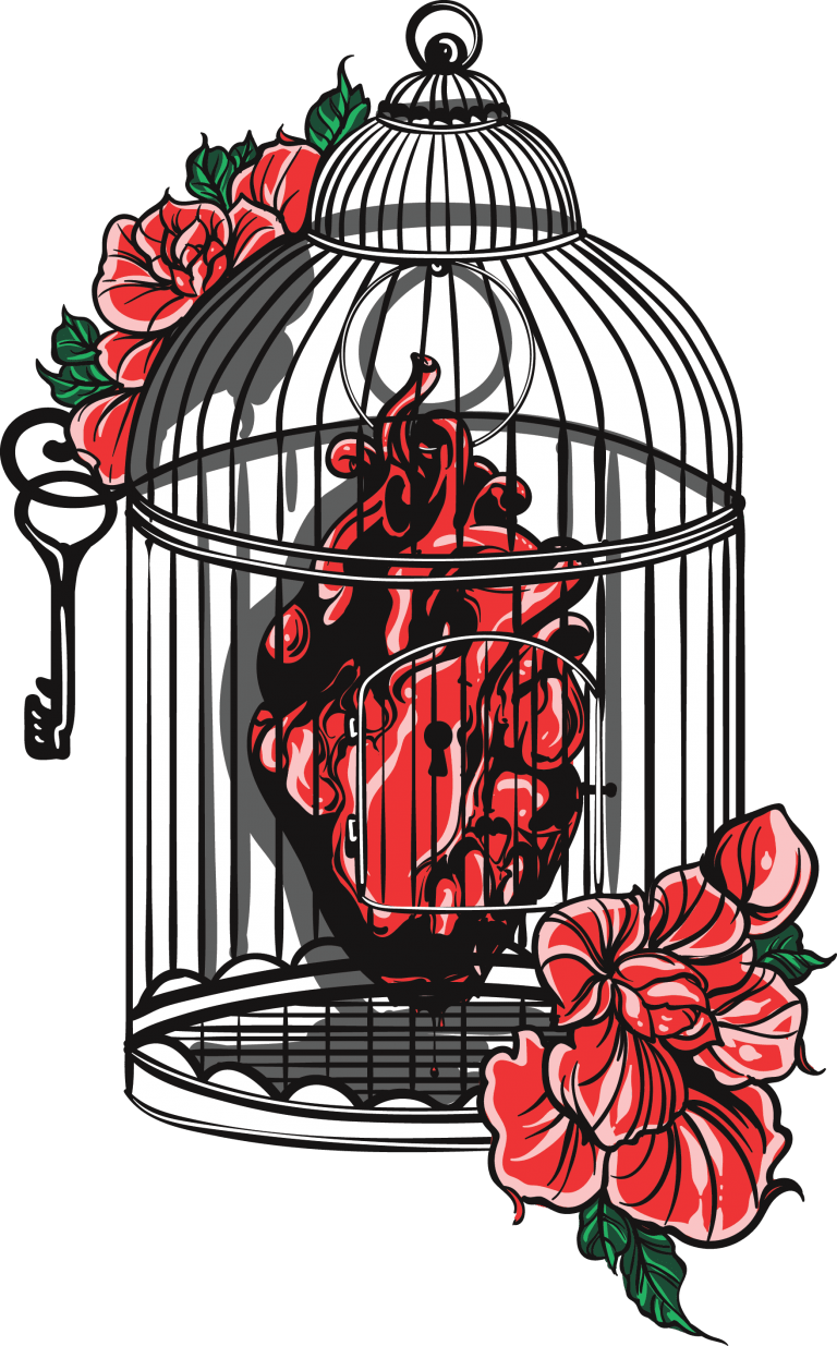 Caged Heart Vector Art PNG