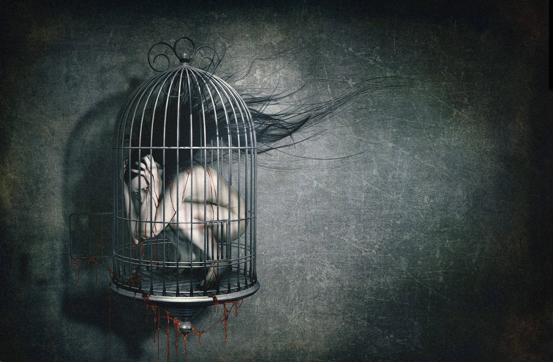 Caged Woman Depressing Wallpaper