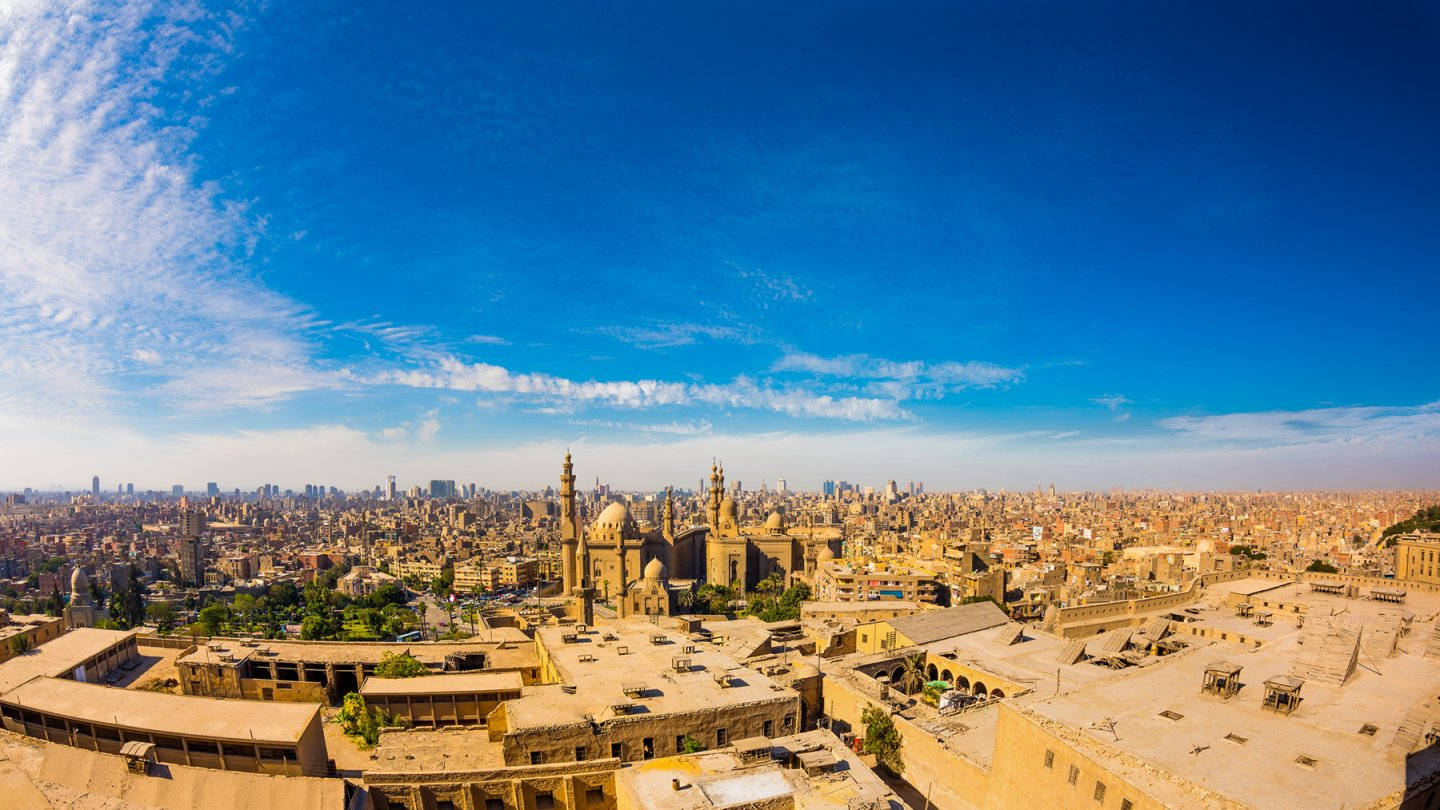 Cairo Luftfoto Med Byudsigt Wallpaper