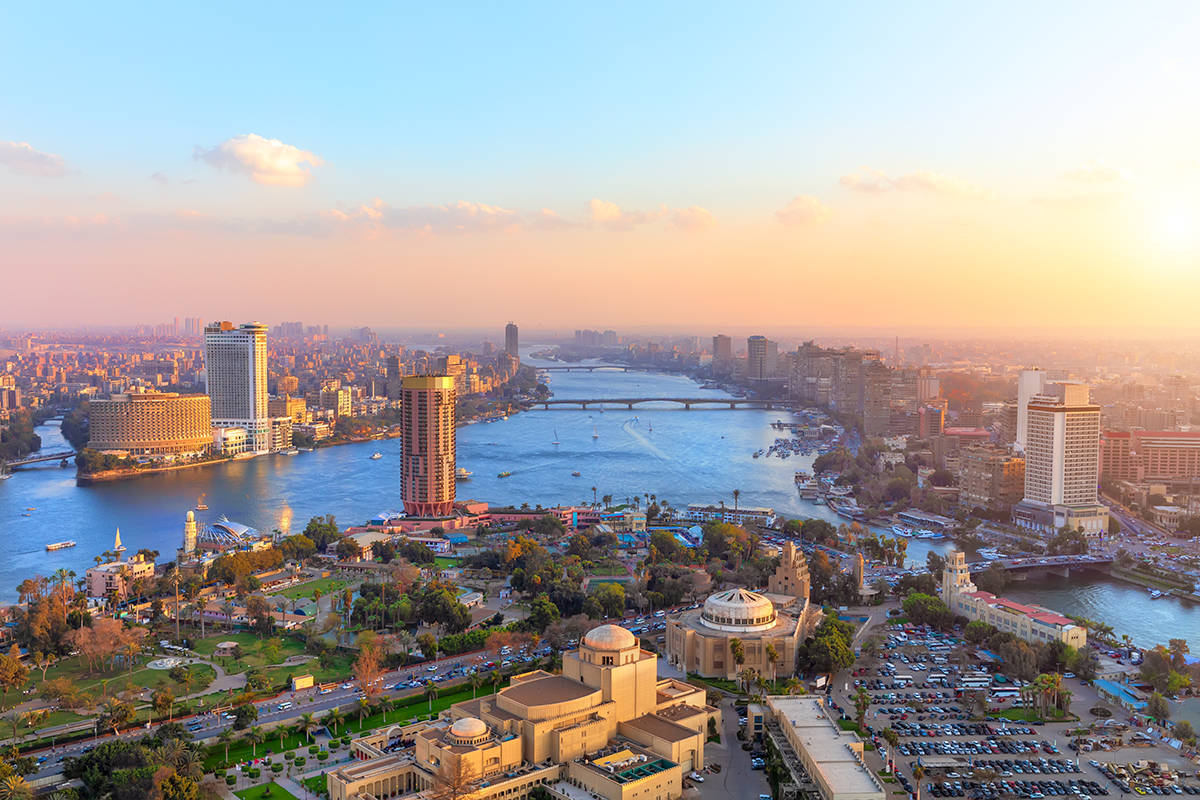 Cairo Modern City View In Sunset Wallpaper