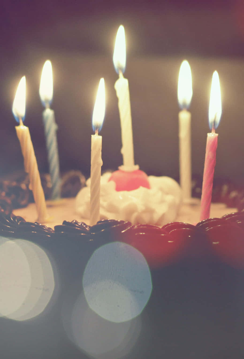 Cherry And Candles On Birthday Cake Iphone Wallpaper