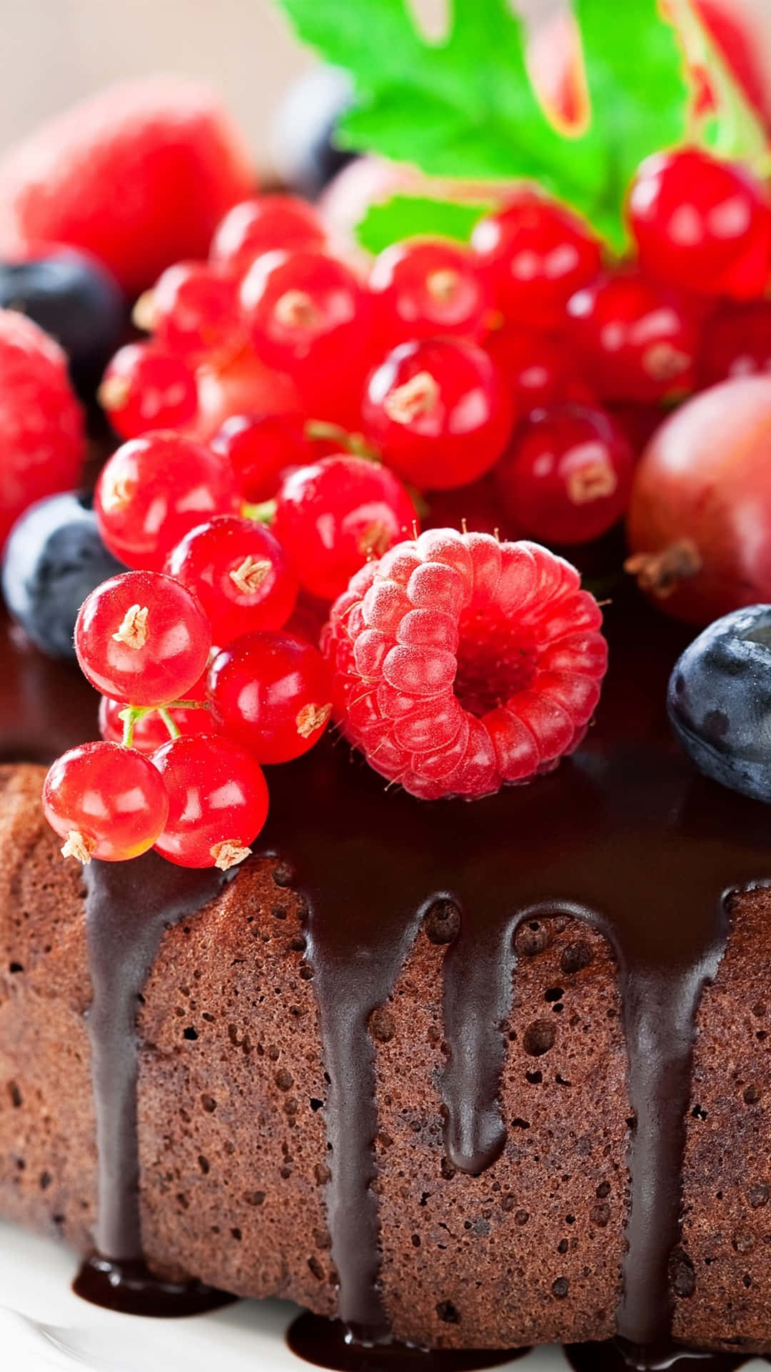 Berries And Chocolate Cake iPhone Wallpaper