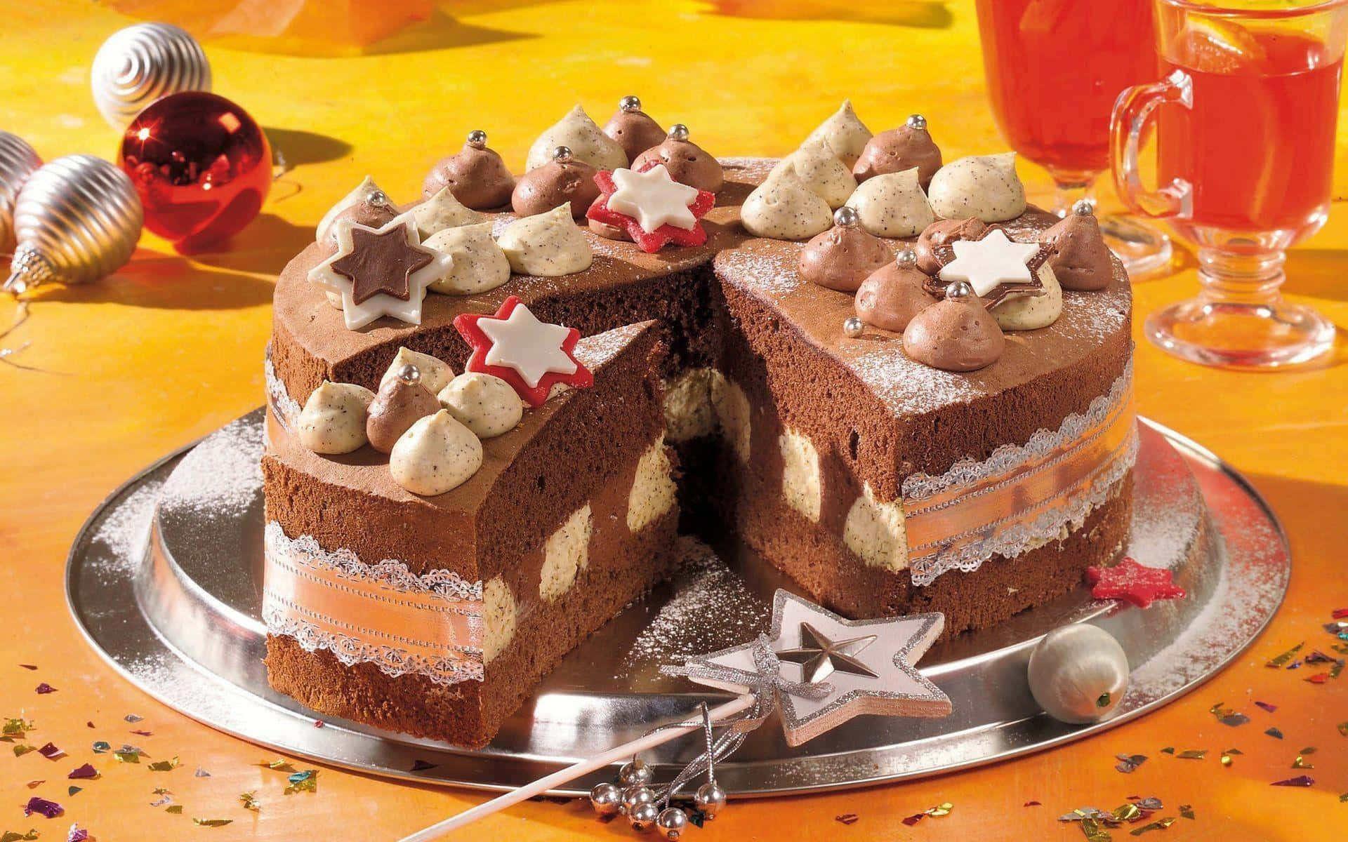 Indulge in a slice of decadent chocolate cake!