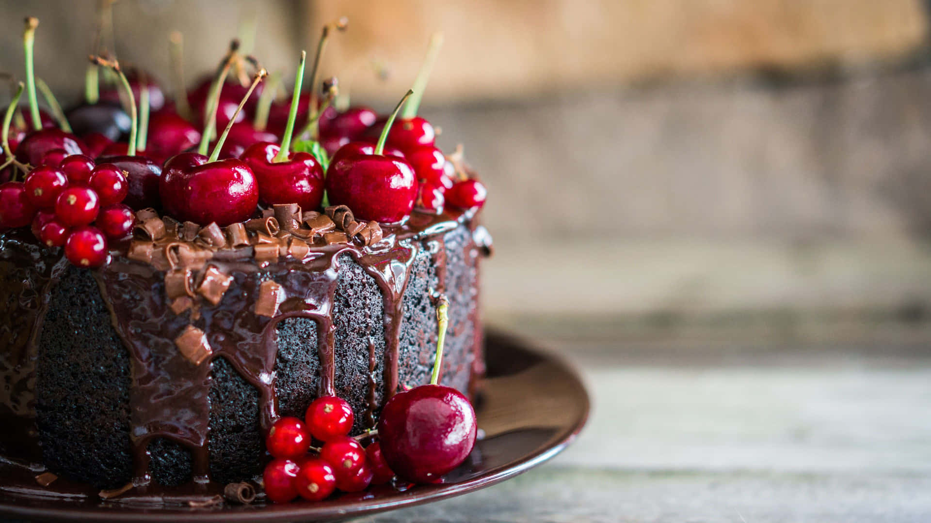 Chocolate Cake With Cherries On Top