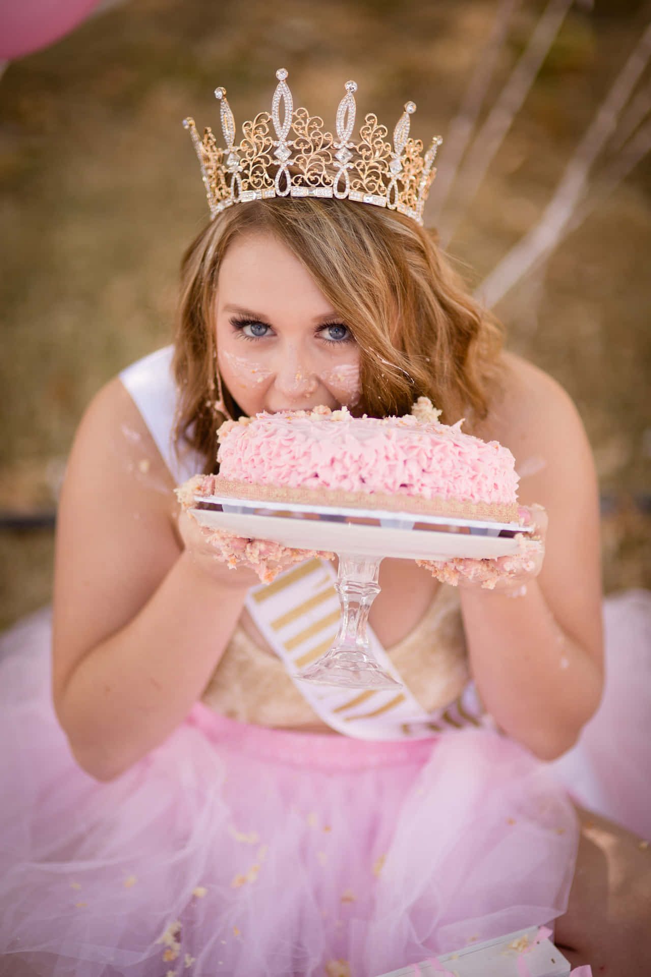 Young Woman Birthday Cake Smash Picture
