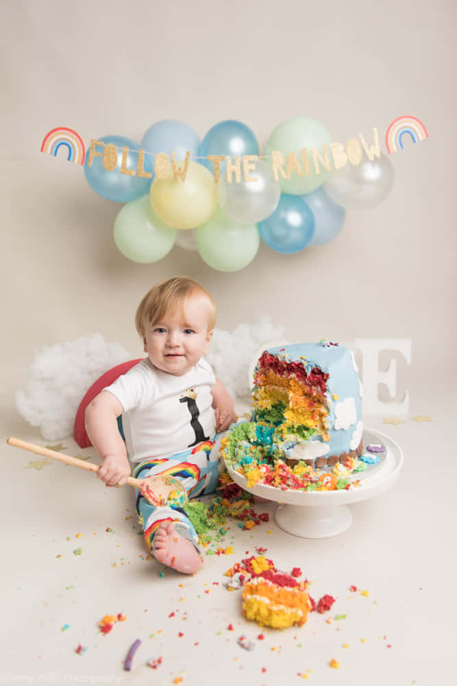 Birthday Rainbow Cake Smash Picture