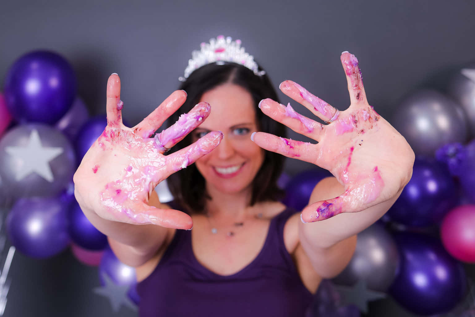 Woman With Cake Smash In Hand Pictures