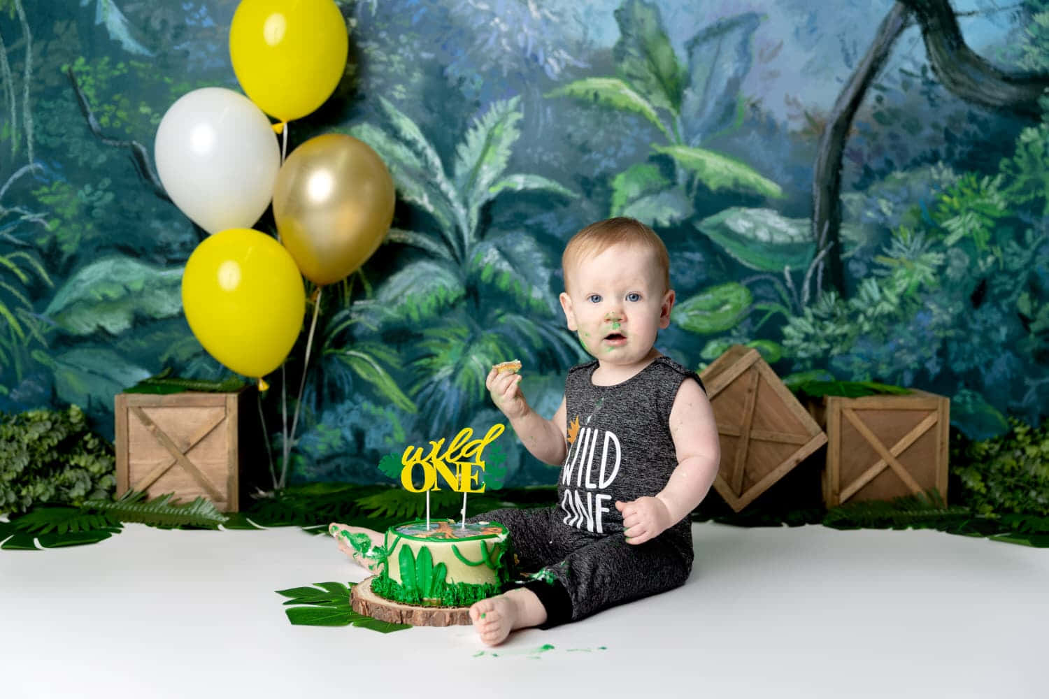 Adorable Toddler Enjoying Her Cake Smash Celebration