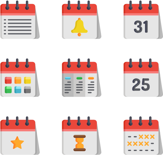 Calendar Icons Set PNG