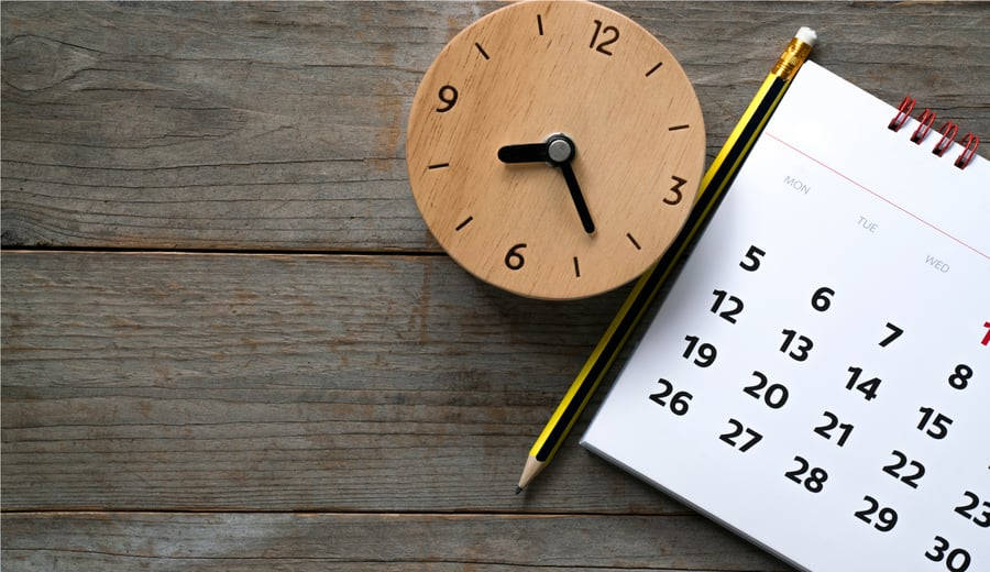 Calendar, Pencil And Clock As Tiempo Background Wallpaper