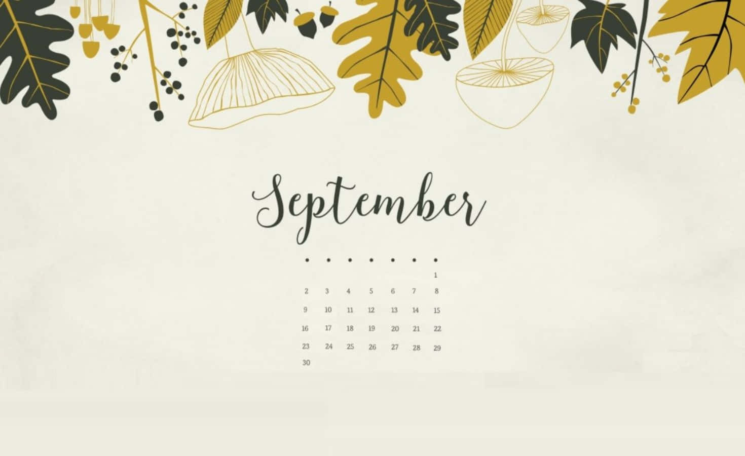 September Calendar With Leaves And Leaves