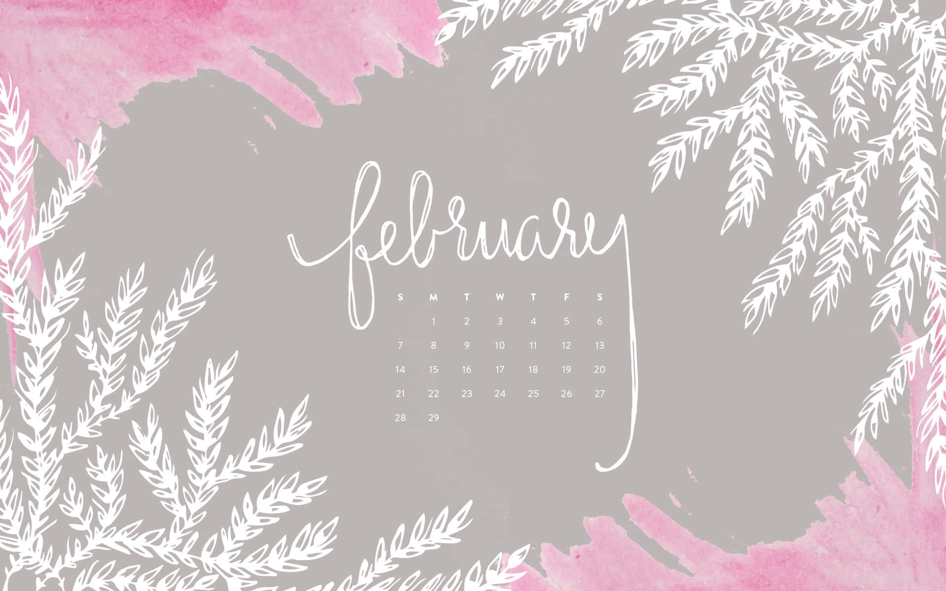 February Wallpaper With Pink Leaves And Branches