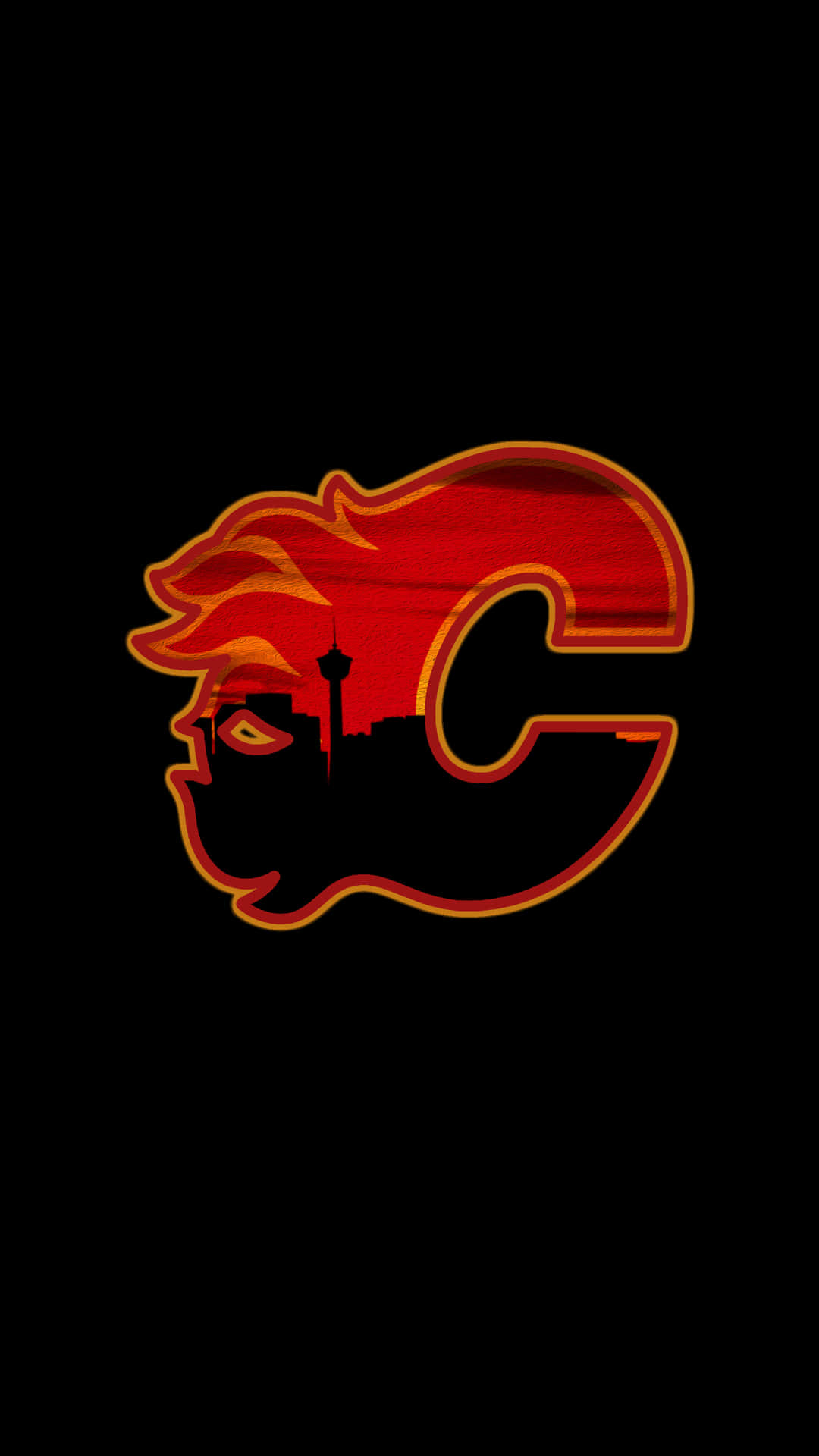 Etlogo Af Calgary Flames På En Sort Baggrund.