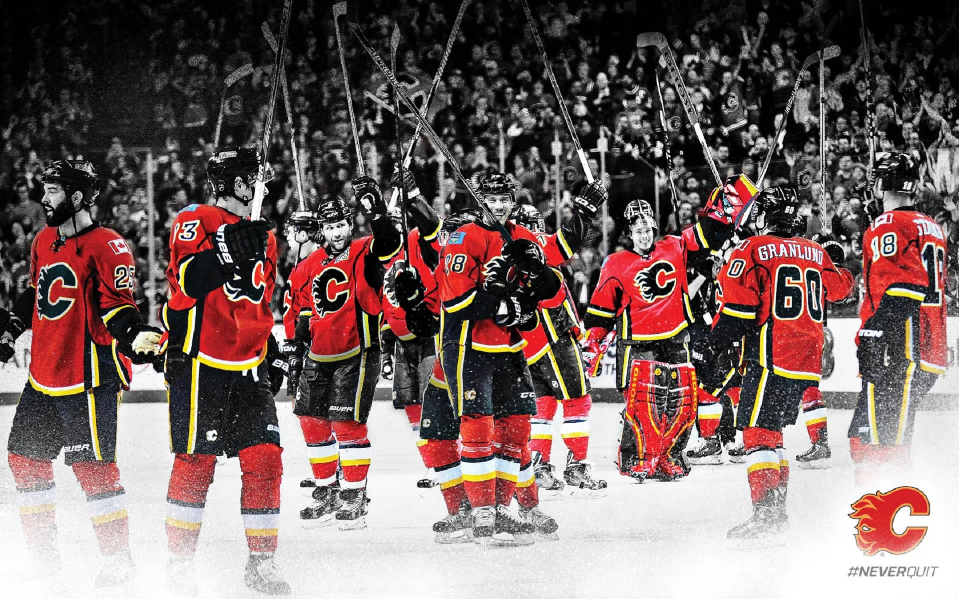 Calgary Flames Iced Hockey Team Logo Fantastisk Tapet Wallpaper