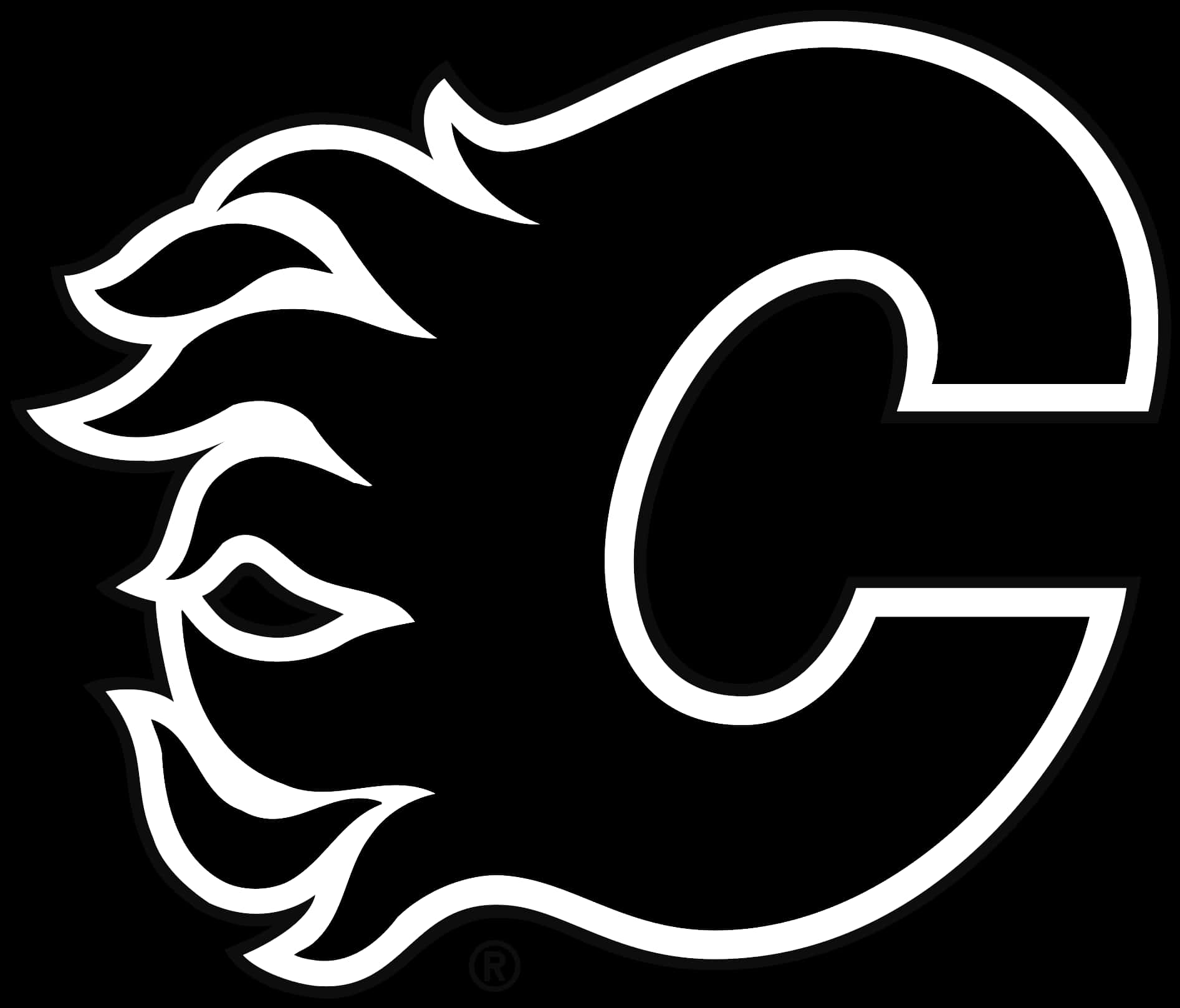 Calgary Flames Logo Blackand White PNG